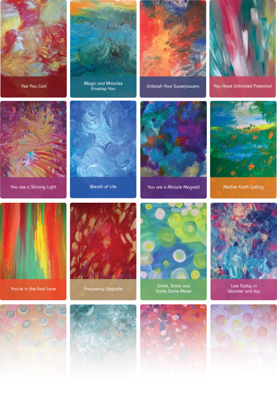 12 vibrant colorful Pleiadian cards with messages from the Pleiadians 